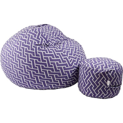 PUFRELAX Комплект Барбарон с табуретка за крака 500л. Matusalem, Zippity Purple, Перящ се калъф, Подходящ за деца, Пълнеж с микс от мемори пяна и дунапрен, Гама Premium (PUF-M-MO-PT-ZIP)