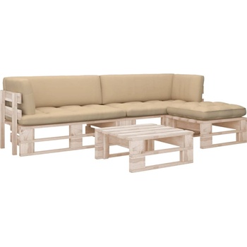 vidaXL Палетен комплект с възглавници, 4 части, импрегниран бор (3066820)