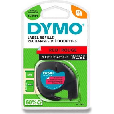 Dymo Letratag S0721630 - originální plastová páska - červená, 12 mm x 4 m