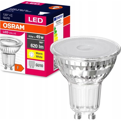 Osram LED žiarovka VALUE PAR 16 číra 80 120° GU10 6,9W 620lm 3000K pr. 50 x 52mm