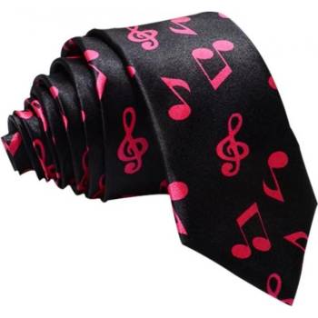 AE production Kravata černá s notami sytě růžová