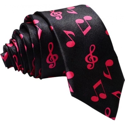 AE production Kravata černá s notami sytě růžová