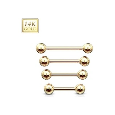 Šperky4U zlatý piercing do jazyka tyčka ZL01105-1208-YG