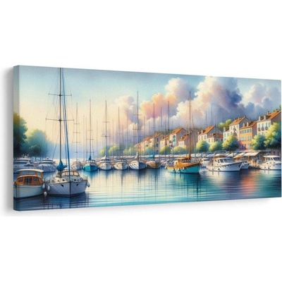Obraz přístav s barevnými domy - 100x50