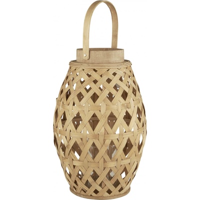 IB LAURSEN Lucerna Hurricane Cross-braided Bamboo 37 cm, přírodní barva