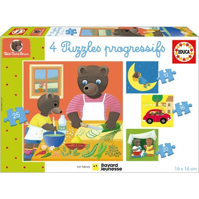 - Puzzle 4v1 Progressive Puzzles Petit Ours Brun - 1 - 39 piese