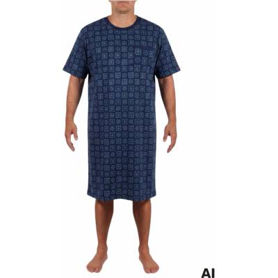 New Fashion Zdeno pánska bavlnená nočná košeľa krátky rukáv tmavo modrá
