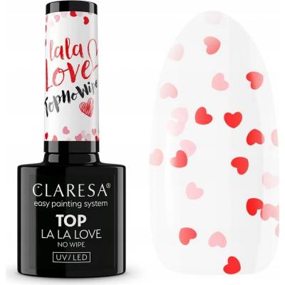 Claresa Top No Wipe Heart La La Love hybridní lak na nehty srdíčka
