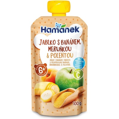 Hamánek kapsička Jablko s banánem meruňkou a polentou 100 g – Zbozi.Blesk.cz