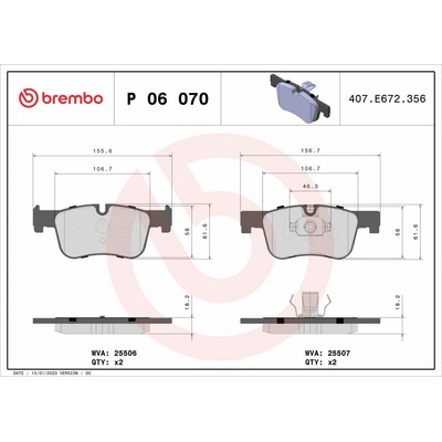 BREMBO Súprava brzdových doštičiek P 06 070X