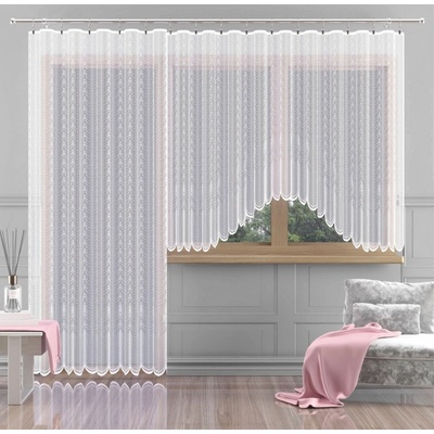 Hotová záclona alebo balkónový komplet, Olivie, biela 330 x 160 cm