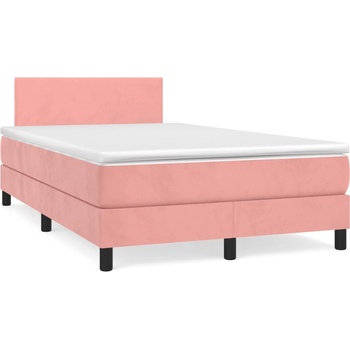 vidaXL Боксспринг легло с матрак, розово, 120x190 см, кадифе (3269830)