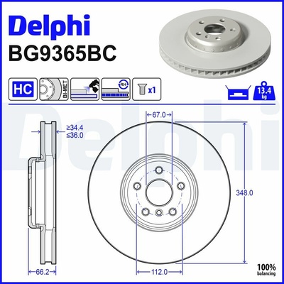 Brzdový kotúč DELPHI BG9365BC