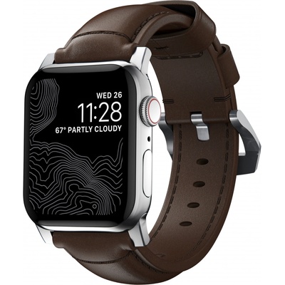 Nomad Traditional Band kožený remienok so striebornými detailmi pre Apple Watch Ultra 49mm 8/7 45mm/6/SE/5/4 hnedá NM1A4RST00
