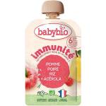 Babybio Био плодов мус за имунитет Babybio - Ябълка, круша, ориз и ацерола, 6 м+, 100 g (3288131541303) - baby