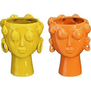 Image 1 of Mica КАШПА КЕРАМИЧНА МОМИЧЕ h21хd16см ЖЪЛТА/ОРАНЖЕВА (1174134)