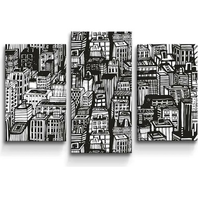 Sablio Obraz - 3-dílný Kreslené mrakodrapy - 75x50 cm