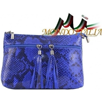 Made in Italy kožená kabelka 1441 azurovo modrá