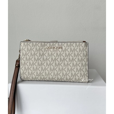 Michael Kors dámská peněženka Jet set travel large double zip vanilla monogram