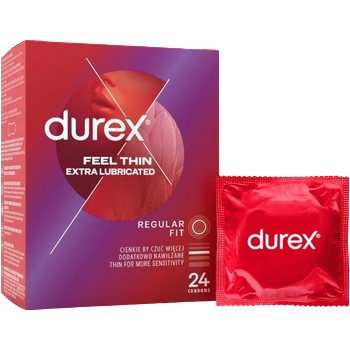 Durex Feel Thin Extra Lubricated - тънки презервативи (24бр. )