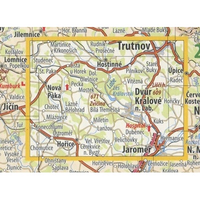 KČT 23 Podkrkonoší - nástěnná turistická mapa 60 x 90 cm Varianta: mapa v dřevěném rámu, Provedení: Ticiago černý