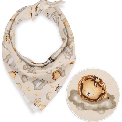 Biante detská bavlnená šatka Sandra SA-534 Africké zvieratká na obláčikoch na sivobéžovom