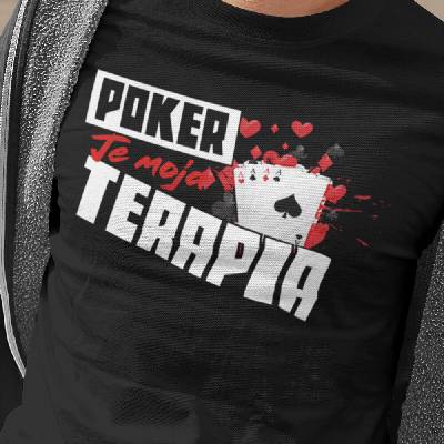 Tričko s potlačou Poker je moja terapia čierna