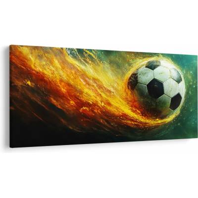 Obraz - Futbalová lopta v lete, jednodielne 250x125 cm