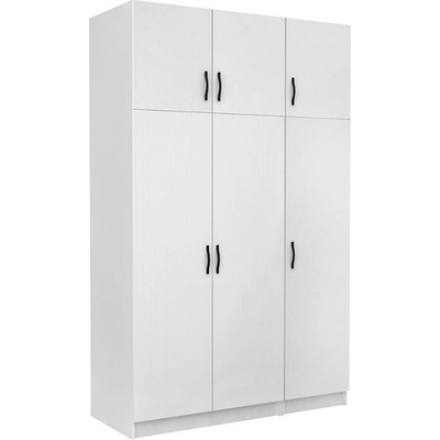 TopMebel Шкаф с три врати от меламин Victoria с шкафче в бял цвят 150x60x240см