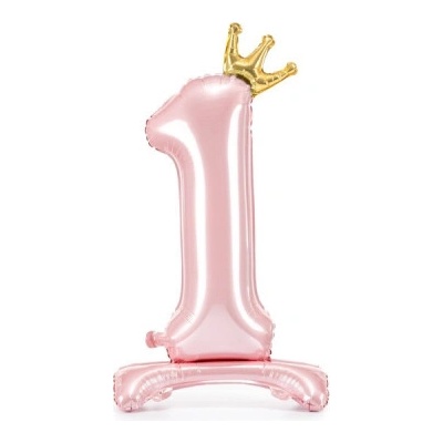 Partydeco Fóliový balónek č. 1 stojící 84cm růžový