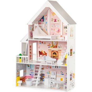 Eco Toys Drevený domček pre bábiky XXL Ružová rezidencie