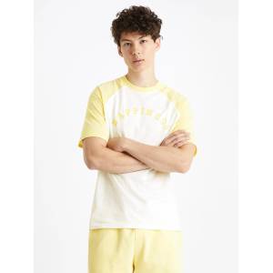 Celio Жълто-бяла мъжка тениска Celio Ceraglan Happiness Celio | Byal | МЪЖЕ | S