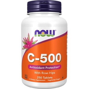 NOW NOW Vitamin C-500 with Rose Hips, 250 Tablets - fitnesdobavki - 29,32 лв