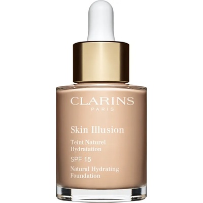 Clarins Skin Illusion Natural Hydrating Foundation озаряващ хидратиращ фон дьо тен SPF 15 цвят 102.5C Porcelain 30ml