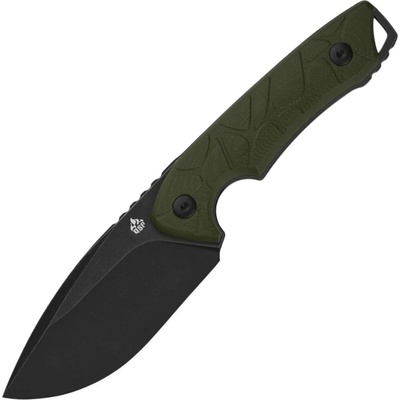 QSP Knife Tiny TOT 10Cr15MoV, black stonewash, OD green G10 QS169-B2