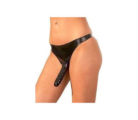 Latex Briefs with 2 Dildos