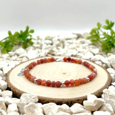 Certom Stříbrný náramek Achát červený matný 0085