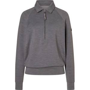 super. natural Дамски вълнен пуловер super. natural Women's 1/4 Zip Sweater Jumper - Cashmere Grey Melange (105-7093-0114)