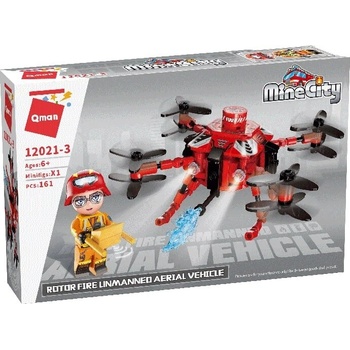 Qman Конструктор, Qman, MineCity, Пожарна безпилотна летателна машина, 161 части (Q12021-3)