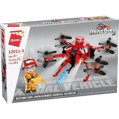 Qman Конструктор, Qman, MineCity, Пожарна безпилотна летателна машина, 161 части (Q12021-3)