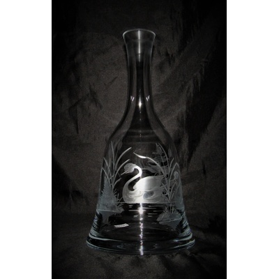 LsG-Crystal Láhev broušená skleněná ručně broušená rytá dekor Ryby zabroušená zátka LA-915 1000 ml