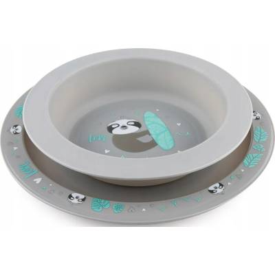 Canpol babies Комплект за хранене Canpol - Exotic Animals, 2 части, сив (56/523_gry)