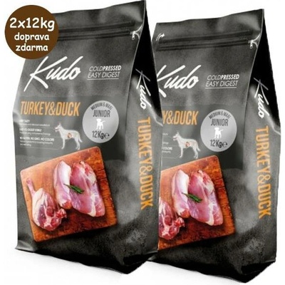 Kudo Dog LG Junior Medium & Maxi Turkey & Duck 2 x 12 kg