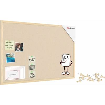 ALLboads Textilní tabule 90 × 60 cm, camel, v lakovaném dřevěném rámu, TFCAMEL96C