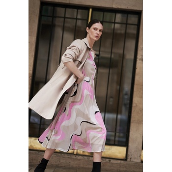 Moodo Бежови рокли с геометричен модел и плисирана долна част Moodo Moodo | Bezhov | ЖЕНИ | XS