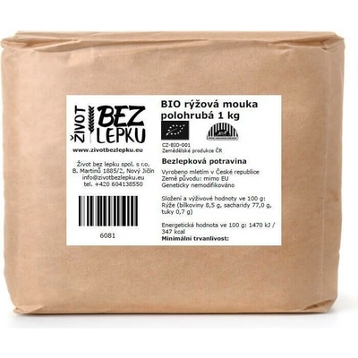 Život bez lepku BIO ryžová múka polohrubá 1 kg