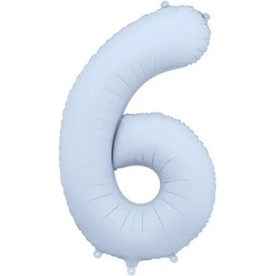 PartyDeco Balónek fóliový číslo 6 mlhavě modrá 86 cm