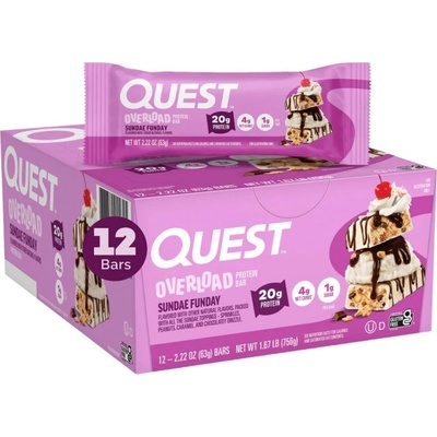 Quest Nutrition Quest Overload Protein Bar | Different Flavors [12 x 63 грама] Sundae Funday