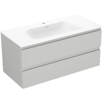 Mexen Rivel баня шкаф 100 см с мивка Vela, 2 чекмеджета, релефна, сиво мат/бяло мат - 91A20-10047-2-BFF62-W23M01 (91A20-10047-2-BFF62-W23M01)