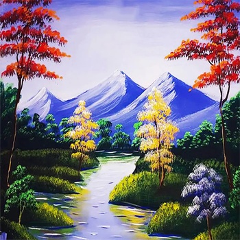 Norimpex - Puzzle Diamant painting: Mountain stream 30x40 cm - 1 - 39 piese